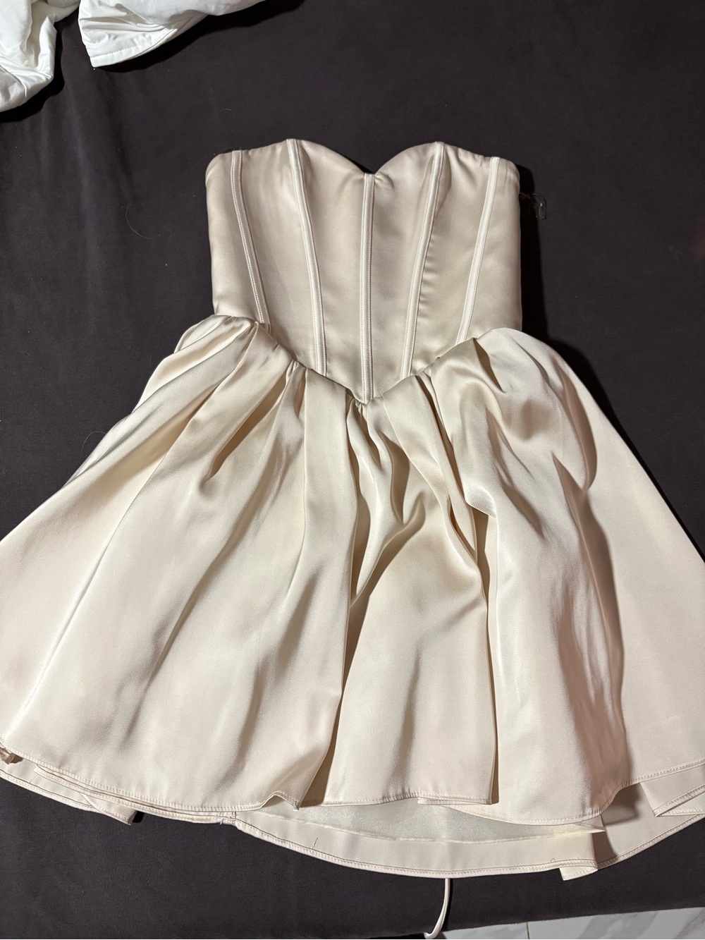 Strapless Ivory Party Dress with Sweetheart Bodice